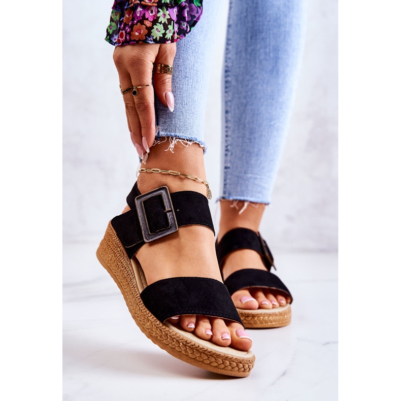 Sandali in pelle scamosciata da donna Big Star JJ276031 neri nero 1