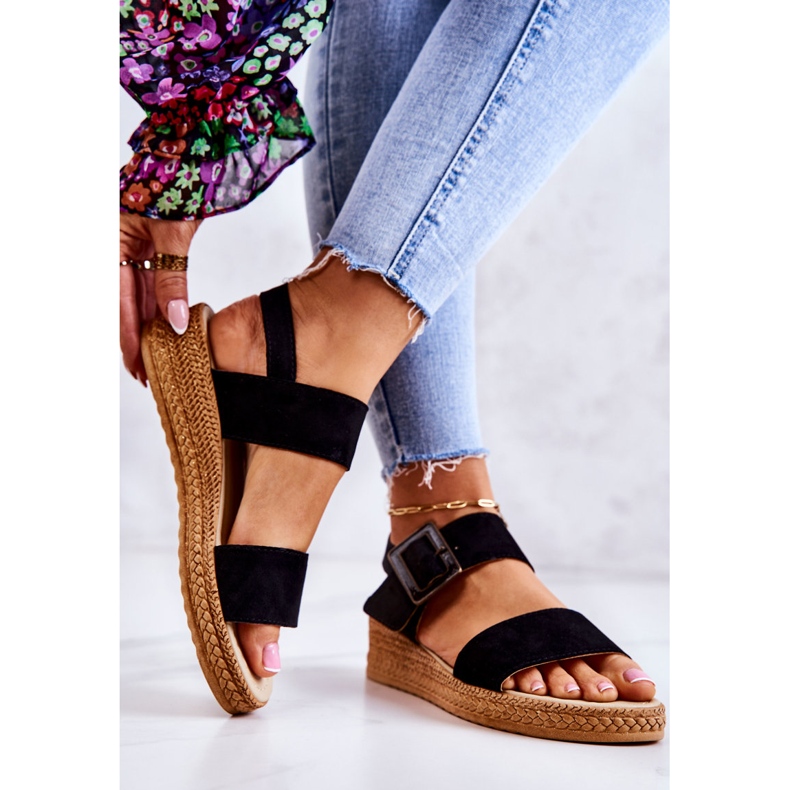 Sandali in pelle scamosciata da donna Big Star JJ276031 neri nero 2