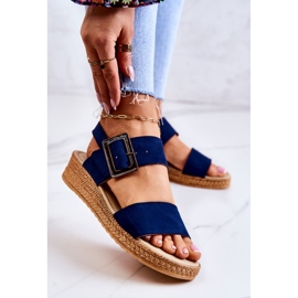 Sandali da donna in pelle scamosciata Big Star JJ276033 blu navy 1