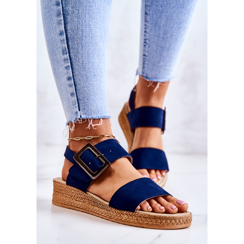 Sandali da donna in pelle scamosciata Big Star JJ276033 blu navy 2