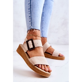 Sandali da donna in camoscio Big Star JJ276032 Beige 2