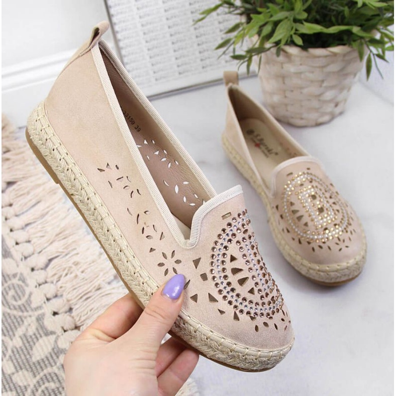 Espadrillas traforate con zirconi in beige W S. Barski 1