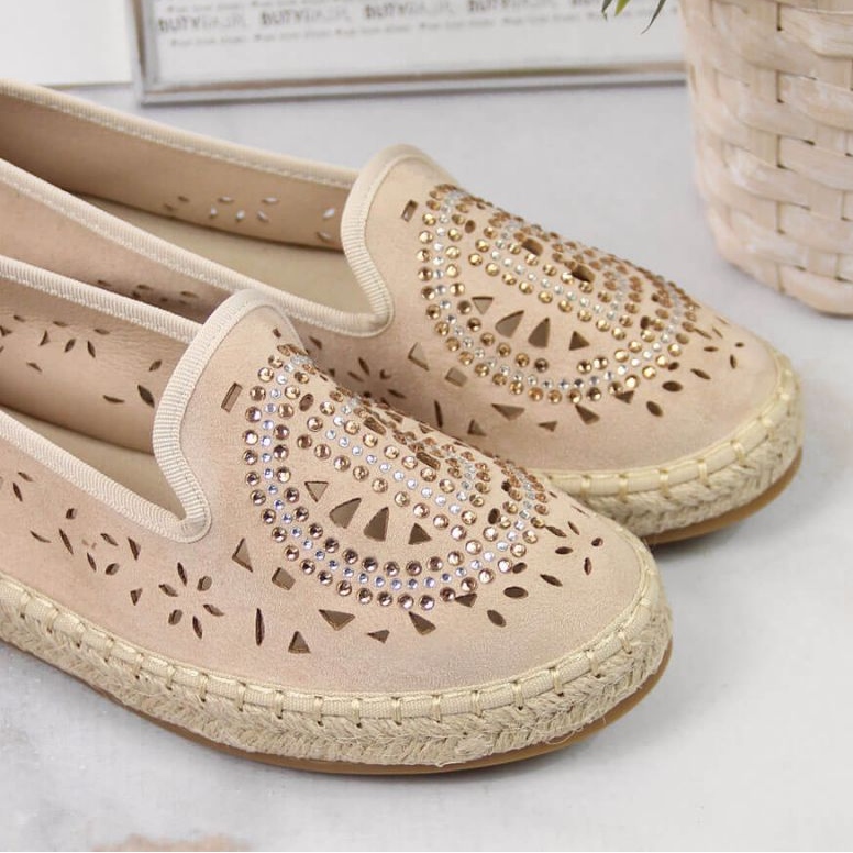 Espadrillas traforate con zirconi in beige W S. Barski 2