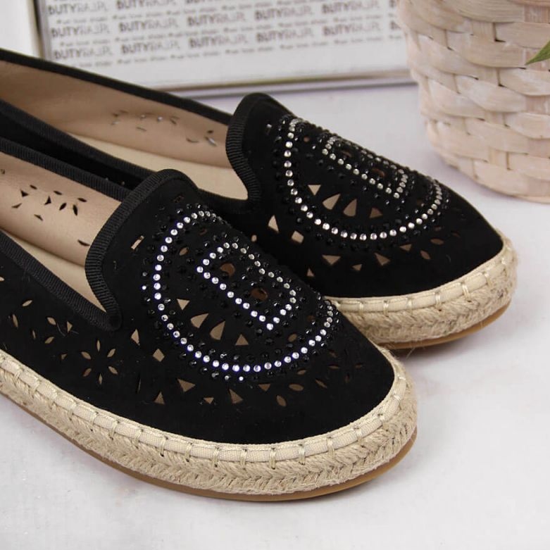 Espadrillas nere traforate con zirconi di S. Bararski nero 1