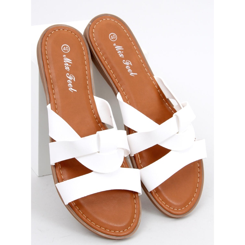 Ciabatte incrociate da donna Poppy White bianca 1