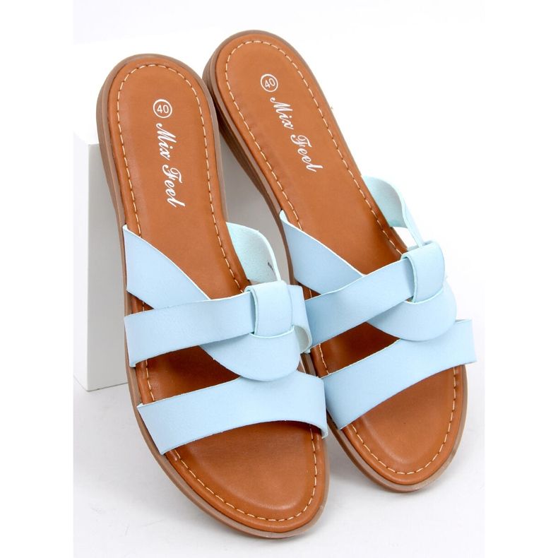 Ciabatte incrociate da donna blu papavero 1