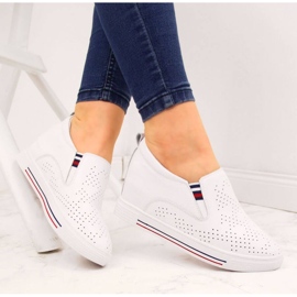 Sneakers in pelle con zeppe bianche traforate W Filippo bianca 2