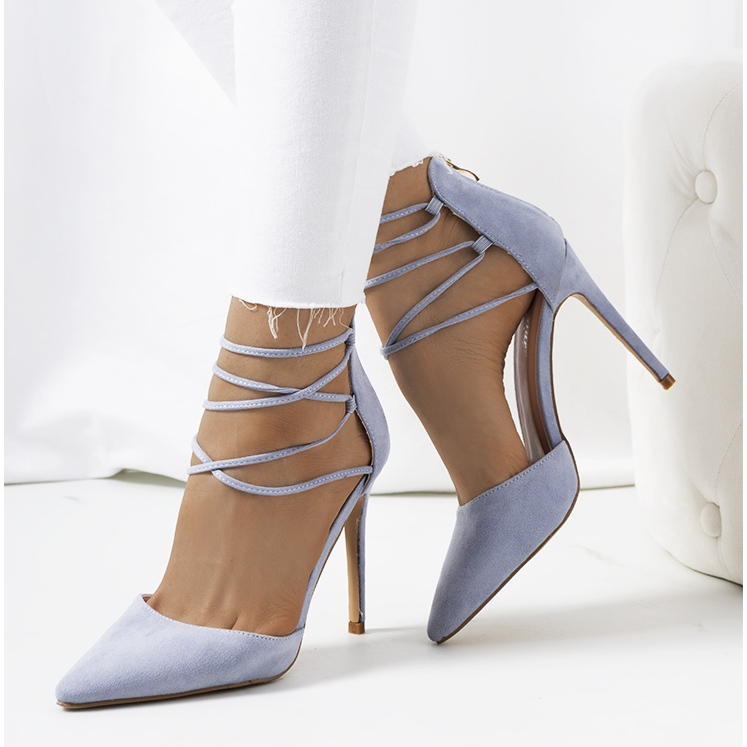 Tacchi alti blu con cinturino Glover 1