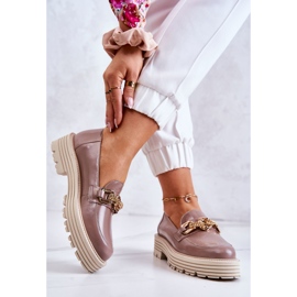Scarpe Brogue da Donna Pelle Dorata Decorazione Laura Messi 2383 Beige Scuro 2
