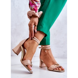 Sandali con tacco alto in pelle Laura Messi 2425 Beige 1