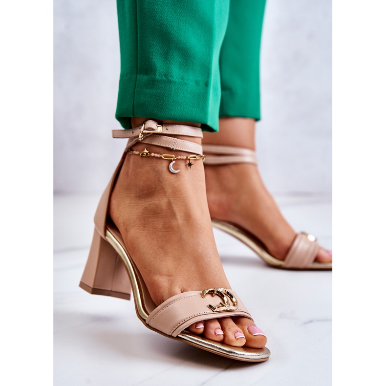 Sandali con tacco alto in pelle Laura Messi 2425 Beige 2