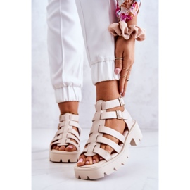 PS1 Sandali In Pelle Con Strisce Beige Minorite 1