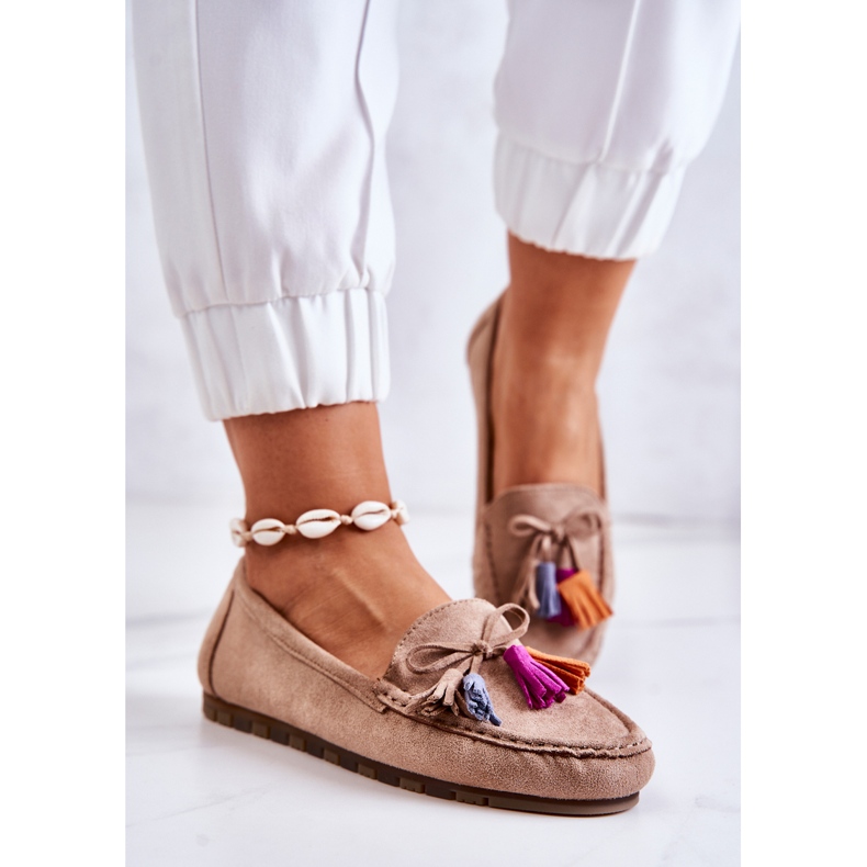 PS1 Mocassini da donna in camoscio Wilessa beige scuro 2