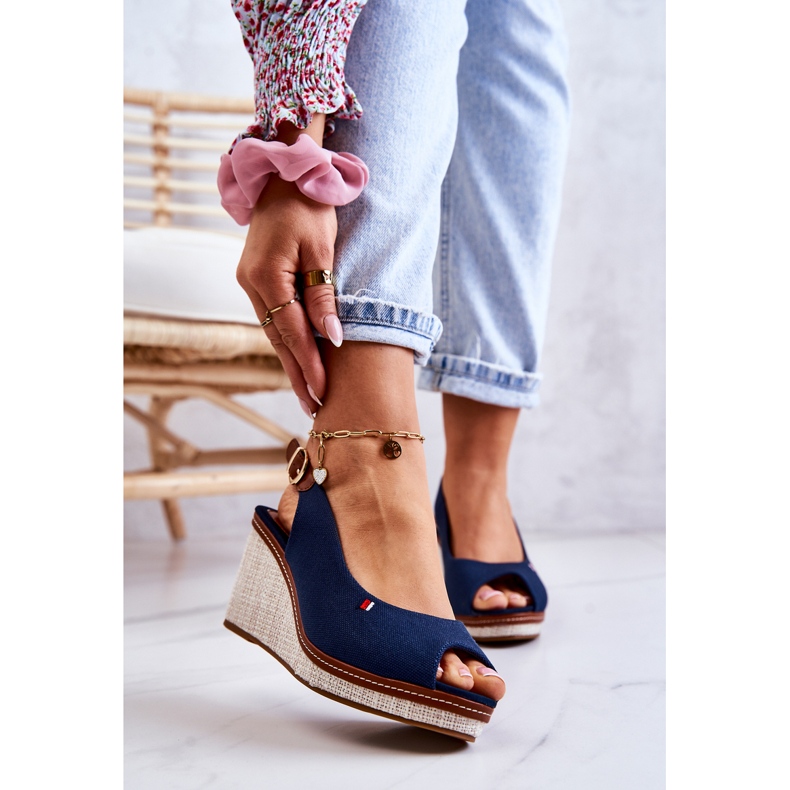 Sandali comodi da donna con fibbia Thallas blu navy 1