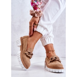 PS1 Mocassini In Pelle Scamosciata Con Decorazione Talisa Beige Scuro 2