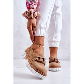 PS1 Mocassini In Pelle Scamosciata Con Decorazione Talisa Beige Scuro 1