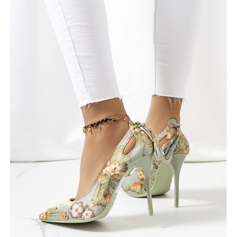 Tacchi alti verdi con motivo floreale Jalisa multicolore verde 2
