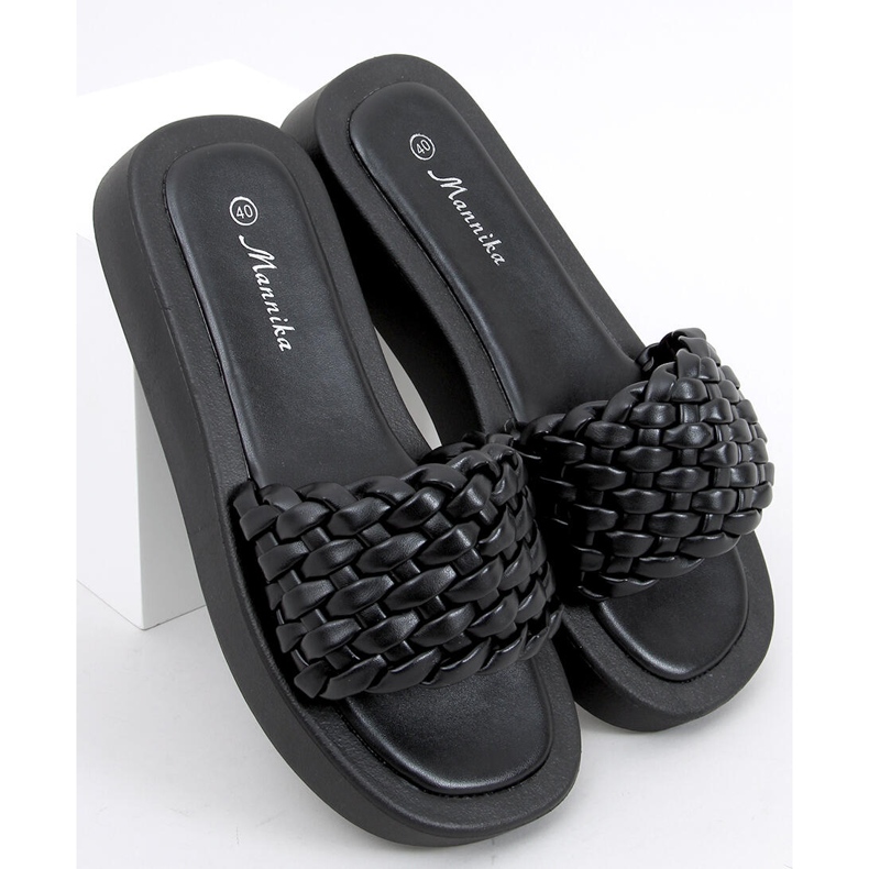 Sandali a tacco alto con strisce intrecciate Elida Black nero 1