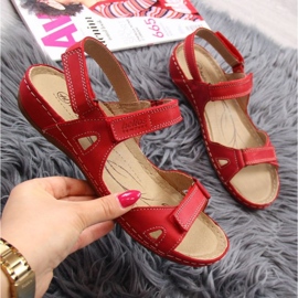 Sandali rossi in pelle con velcro W Helios 205 rosso 1