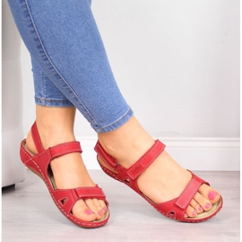 Sandali rossi in pelle con velcro W Helios 205 rosso 2