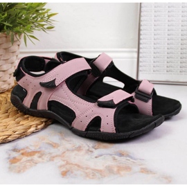 Sandali sportivi rosa con velcro All'American Club nero 2