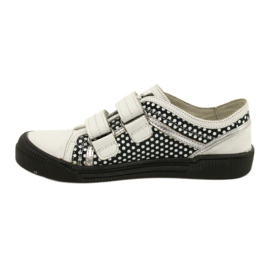 Scarpe in pelle con velcro Bartek 78148-25K Pois bianca nero d'argento 1