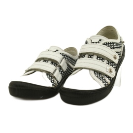 Scarpe in pelle con velcro Bartek 78148-25K Pois bianca nero d'argento 2