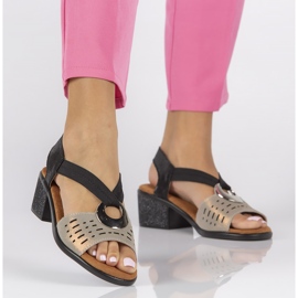 Sandali in pelle Filippo DS2308/22 Bk Go nero e oro d'oro 1