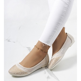 Ballerine beige con fondina in zirconi ecru 1