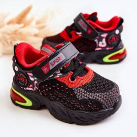 PJ2 Scarpe Sportive Bambini Con Velcro Nero-Rosso Lillo 2