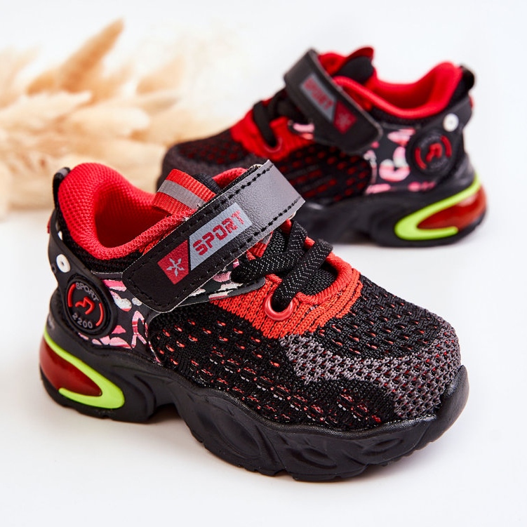 PJ2 Scarpe Sportive Bambini Con Velcro Nero-Rosso Lillo 2