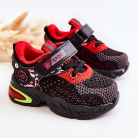 PJ2 Scarpe Sportive Bambini Con Velcro Nero-Rosso Lillo 1