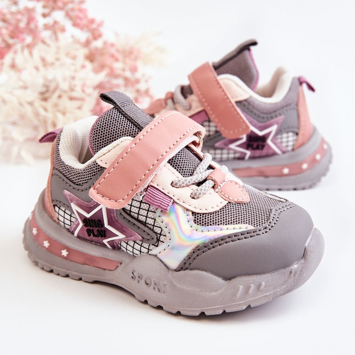 PJ2 Scarpe Sportive Leggere Per Bambini Grigio-Rosa Mobby 2