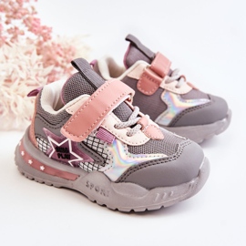 PJ2 Scarpe Sportive Leggere Per Bambini Grigio-Rosa Mobby 1
