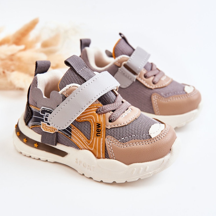 PJ2 Calzature Sportive in Tessuto per Bambini Grigio-Marrone Nathine 1