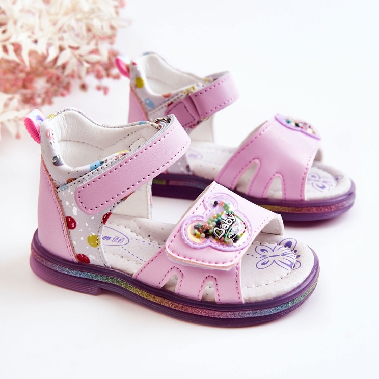 PJ2 Sandali per Bambini in Pelle Viola Dotty 2