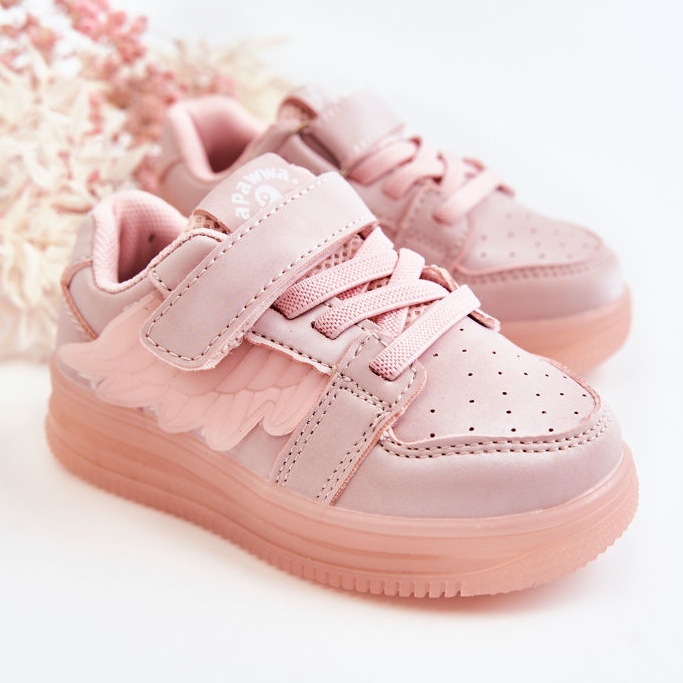 PA1 Scarpe Sportive Bambini In Pelle Con Velcro Pink Angel rosa 1
