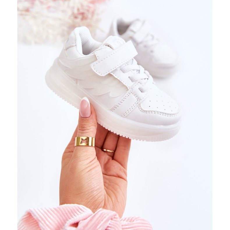 PA1 Scarpe Sportive Bambini In Pelle Con Velcro White Angel bianca 1