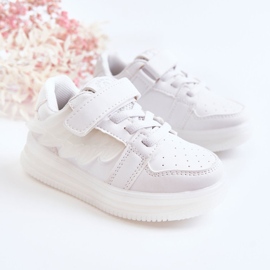 PA1 Scarpe Sportive Bambini In Pelle Con Velcro White Angel bianca 2