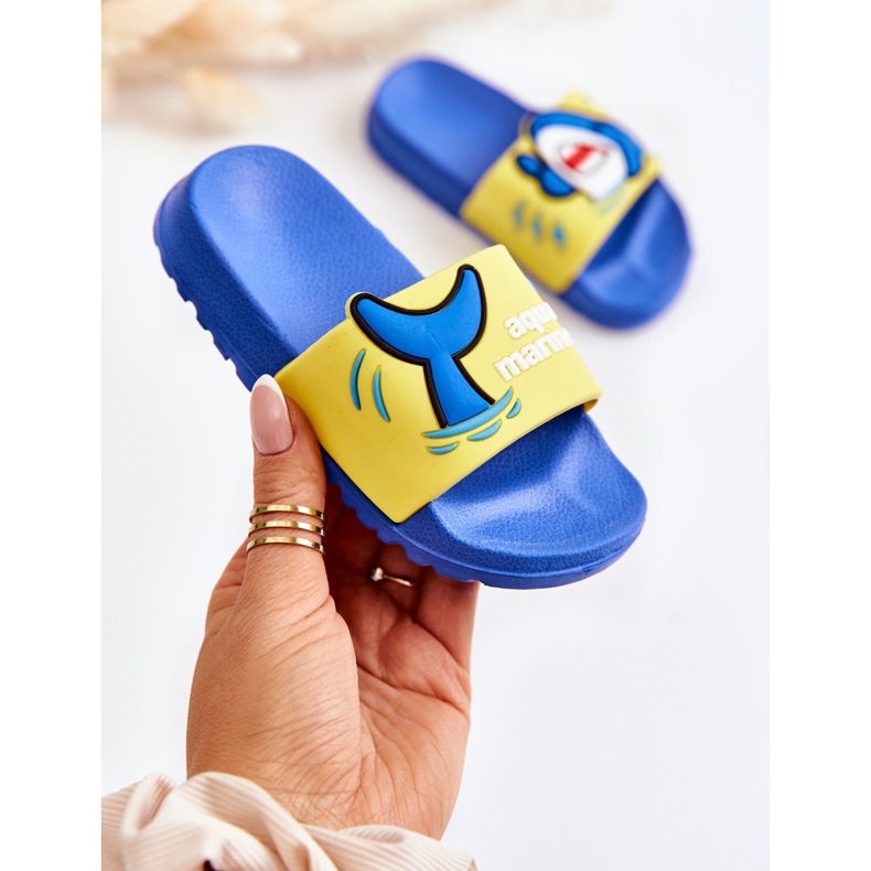 Pantofole Sharky Giallo-Blu per Bambini Leggere 1