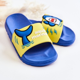 Pantofole Sharky Giallo-Blu per Bambini Leggere 2