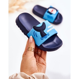 Pantofole Sharky blu e blu navy per bambini 1