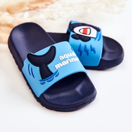 Pantofole Sharky blu e blu navy per bambini 2
