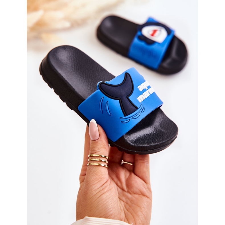 Pantofole Sharky blu scuro per bambini leggere nero 1