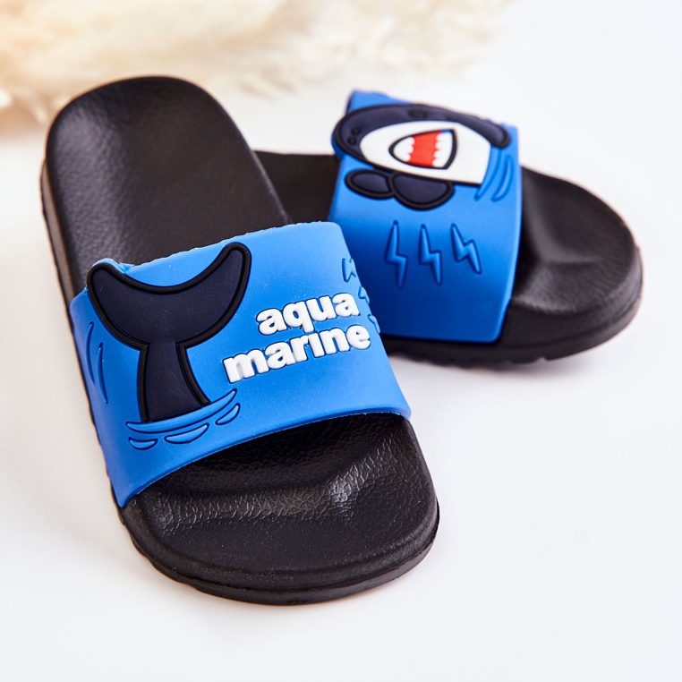 Pantofole Sharky blu scuro per bambini leggere nero 2