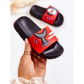Pantofole Sharky rosse e nere per bambini leggere nero rosso 1