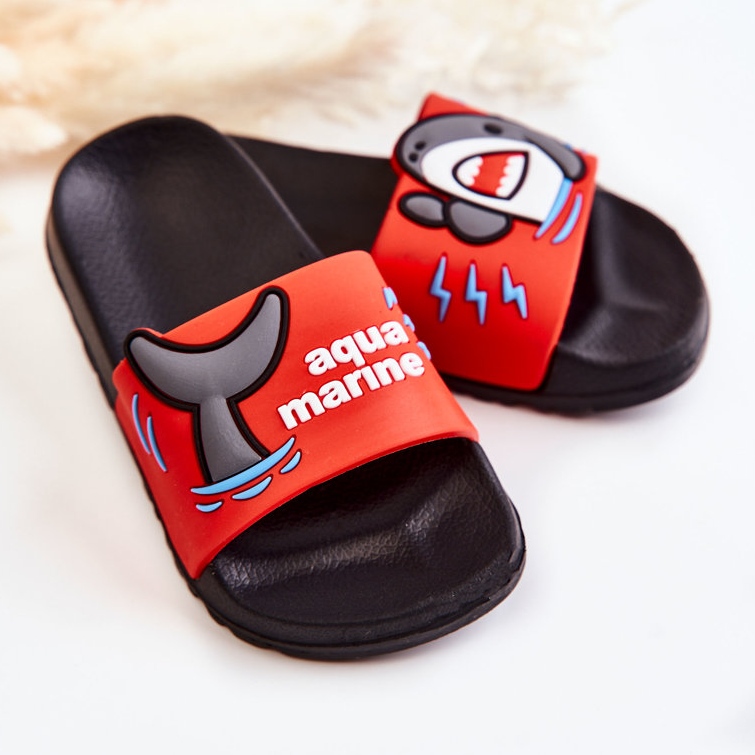 Pantofole Sharky rosse e nere per bambini leggere nero rosso 2
