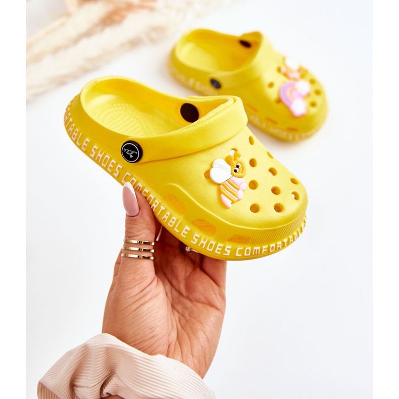 Ciabatte per bambini con cavallo leggero con decorazione Bertis gialla giallo 1