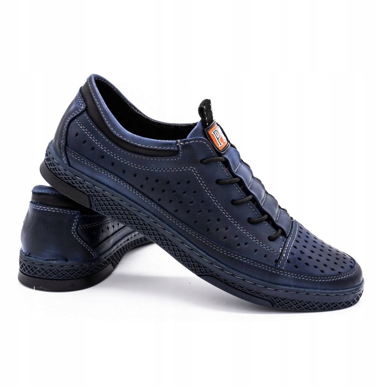 Polbut Scarpe da uomo in pelle per l'estate K22 Navy Blue 3