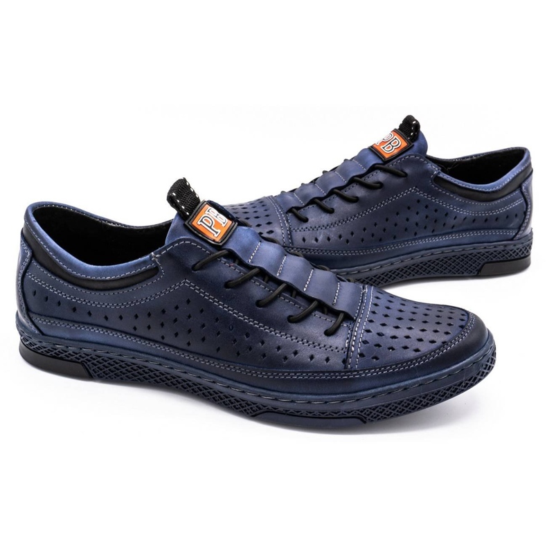 Polbut Scarpe da uomo in pelle per l'estate K22 Navy Blue 4
